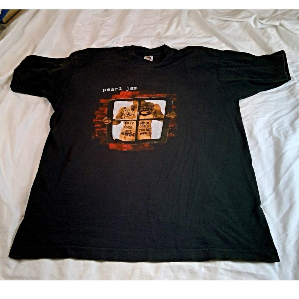 VTG 1993 Pearl Jam Vs. Tee Black XL Window Pain 2-Sided Track Listing Grunge 90s